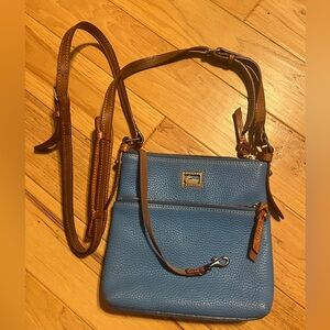 Dooney & Bourke Blue and Brown Crossbody Bag with Classic Design